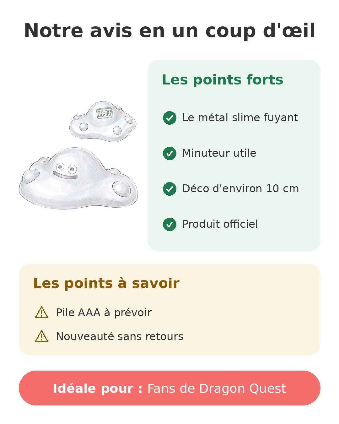 Notre avis en un coup d'œil sur Minuteur métal slime