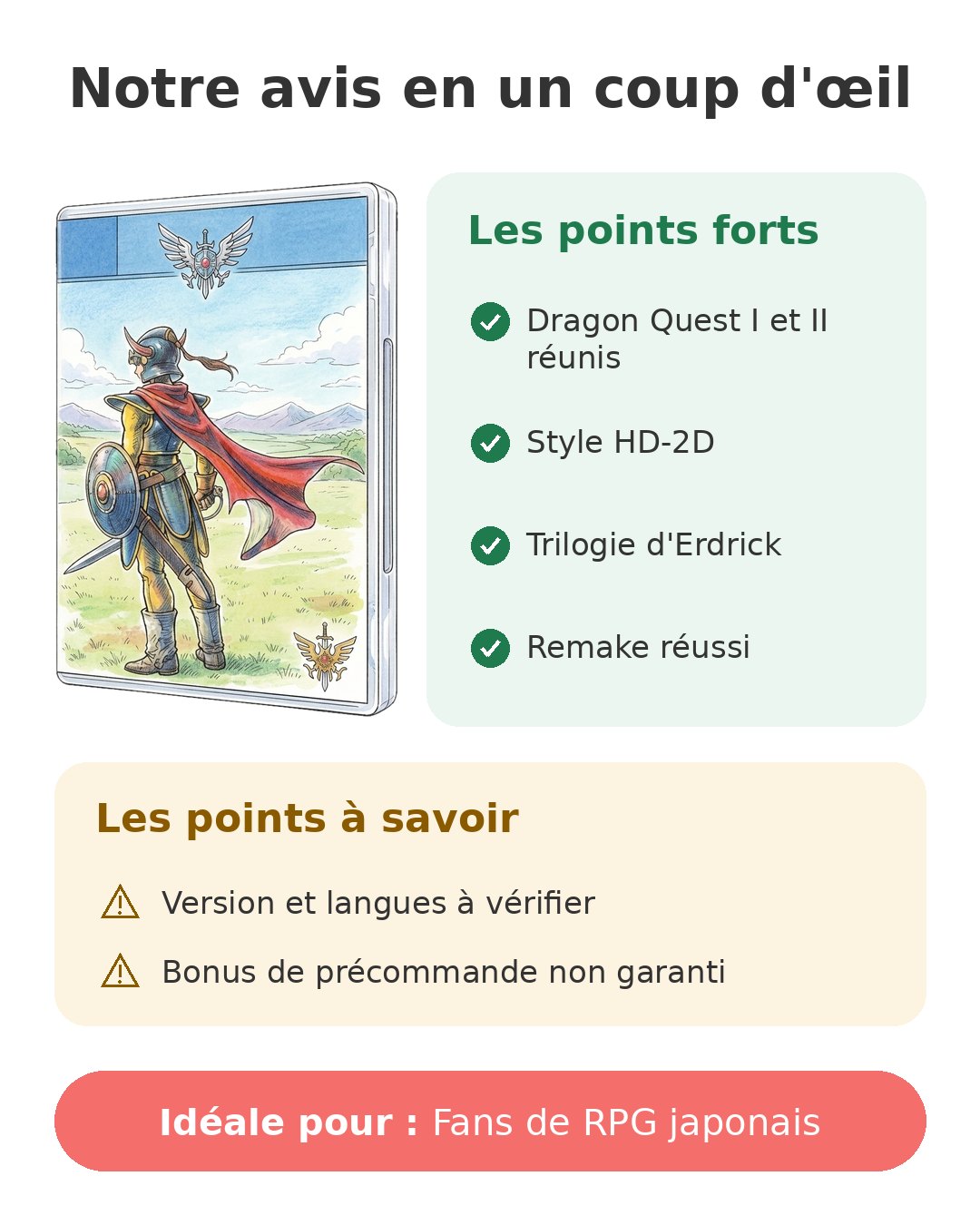 Notre avis en un coup d'œil sur Dragon Quest I & II