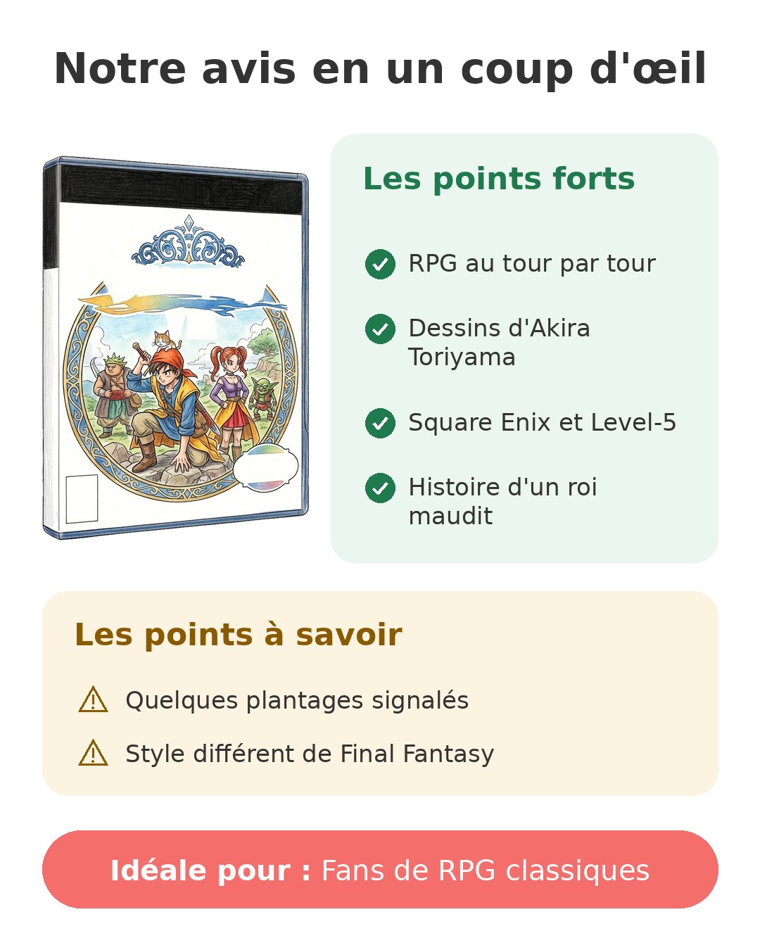 Notre avis en un coup d'œil sur Dragon Quest VIII PS2