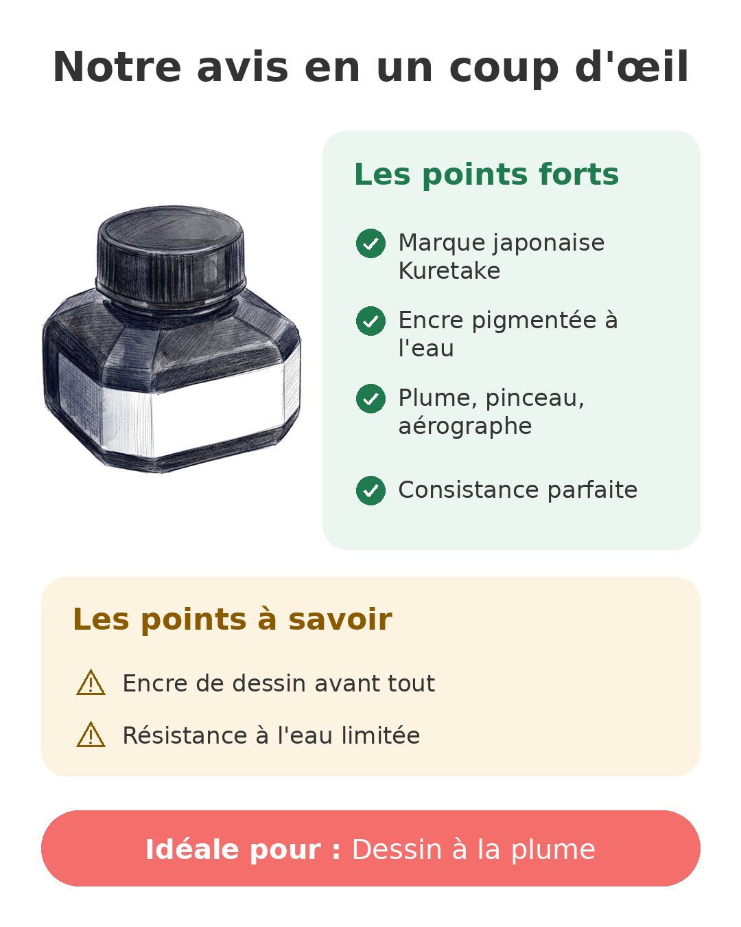 Notre avis en un coup d'œil sur Encre sumi Kuretake