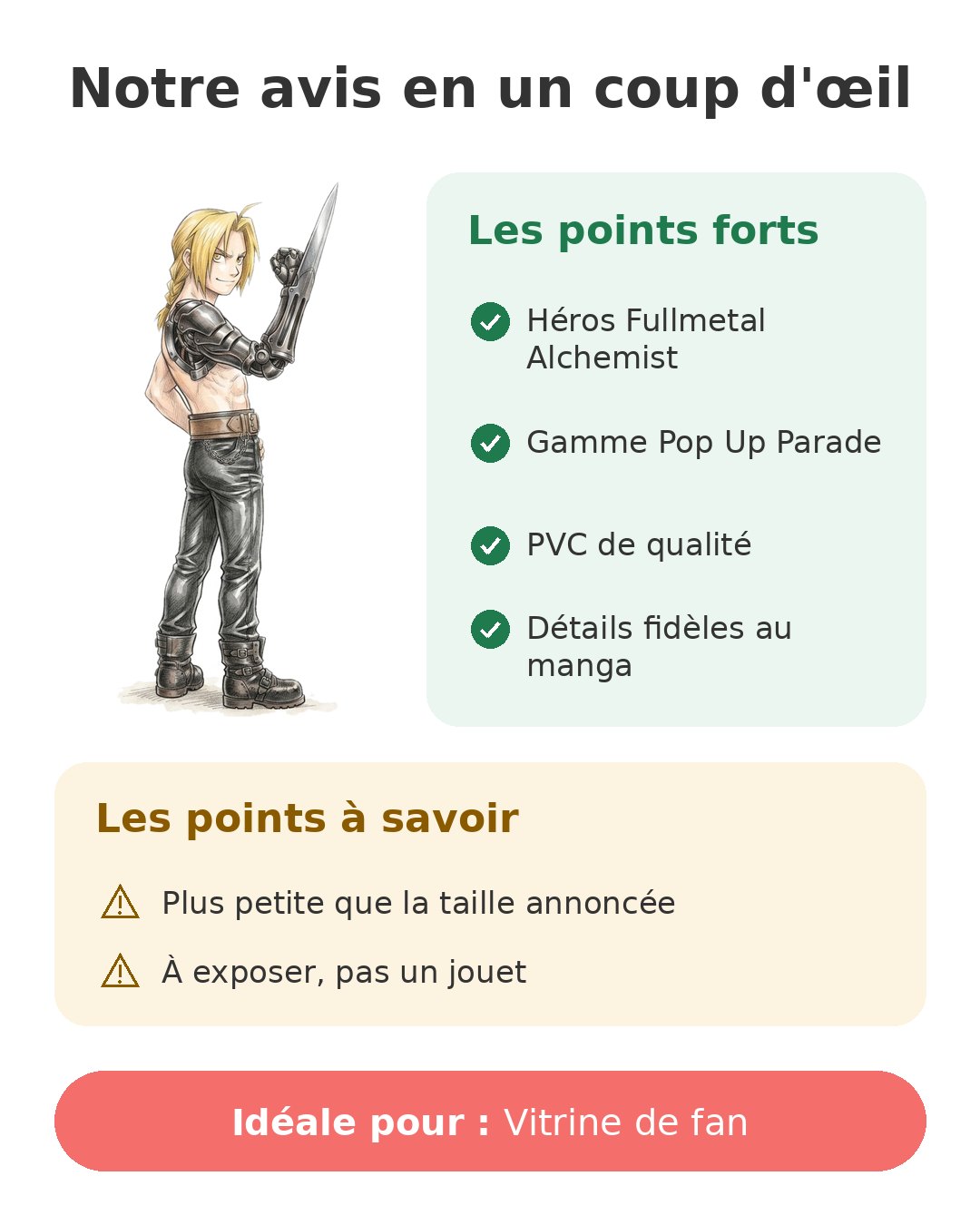 Notre avis en un coup d'œil sur Figurine Edward Elric