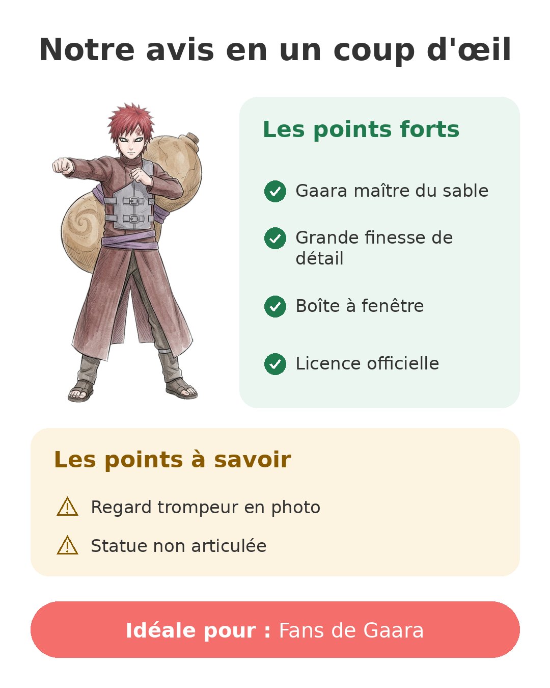 Gaara du village du Sable en figurine Naruto Shippuden ABYstyle Notre avis en un coup d'œil sur Gaara ABYstyle