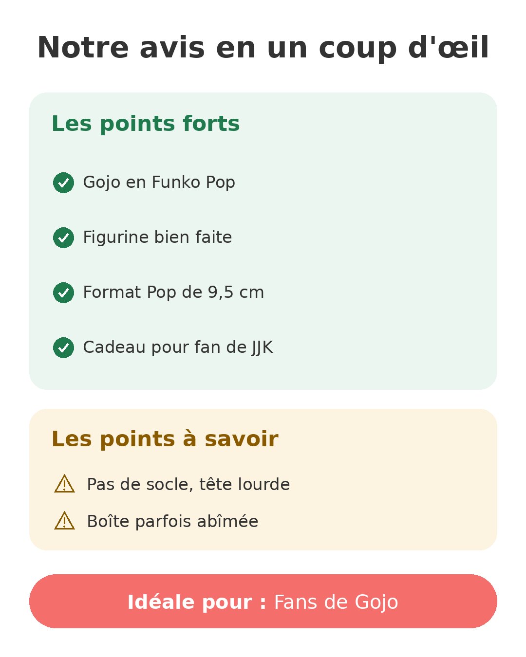 Notre avis en un coup d'œil sur Pop Gojo
