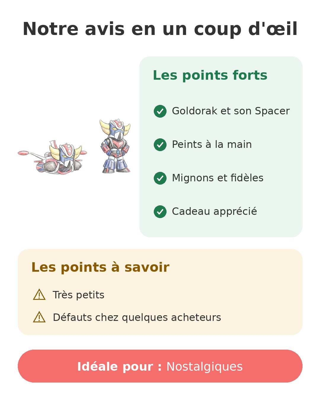 Notre avis en un coup d'œil sur Duo Goldorak Spacer