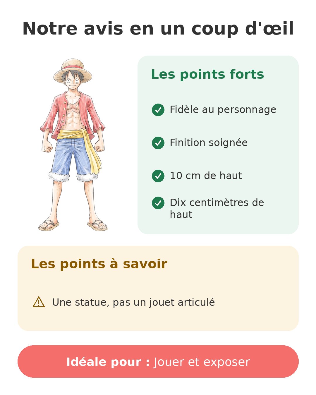 Notre avis en un coup d'œil sur Statue Luffy