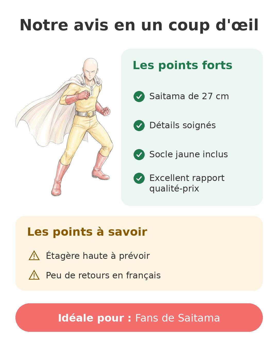 Notre avis en un coup d'œil sur Saitama Grandista
