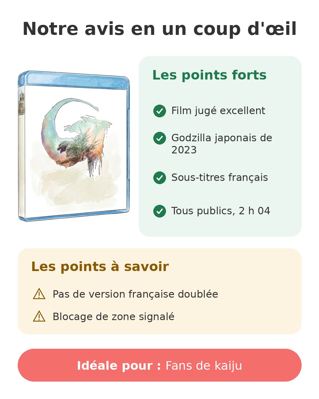 Notre avis en un coup d'œil sur Godzilla Minus One