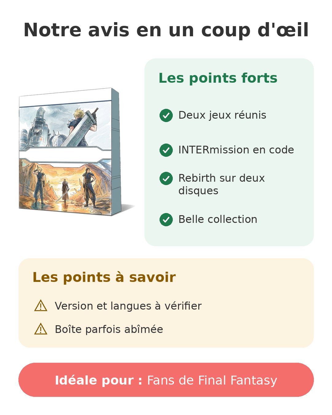 Notre avis en un coup d'œil sur Pack FF VII PS5