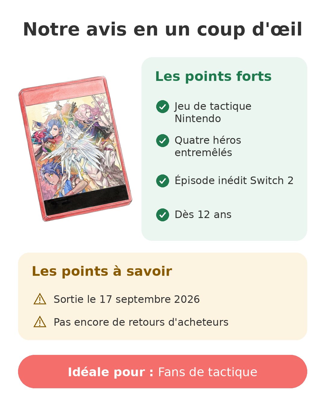 Notre avis en un coup d'œil sur FE Fortune's Weave