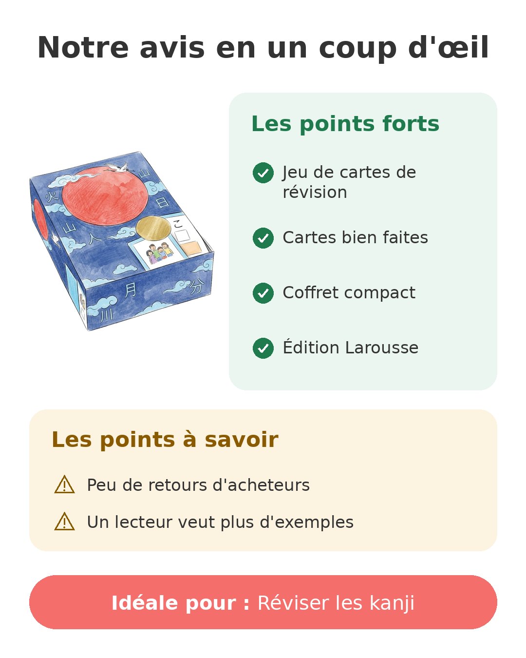 Notre avis en un coup d'œil sur Flashcards kanji