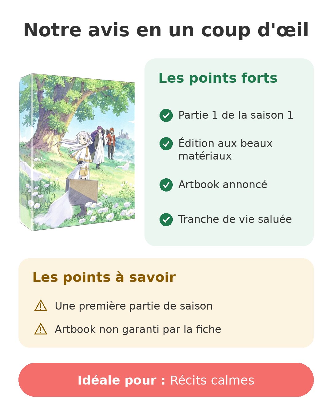 Notre avis en un coup d'œil sur Frieren partie 1