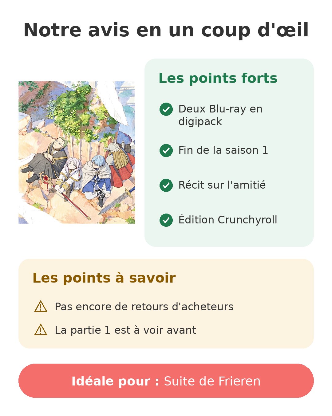 Notre avis en un coup d'œil sur Frieren partie 2