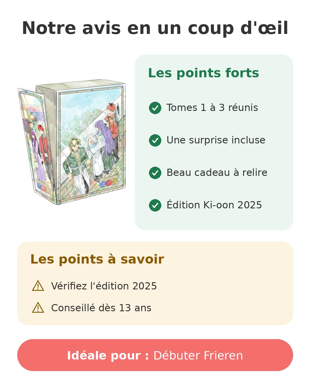 Notre avis en un coup d'œil sur Coffret Frieren 2025