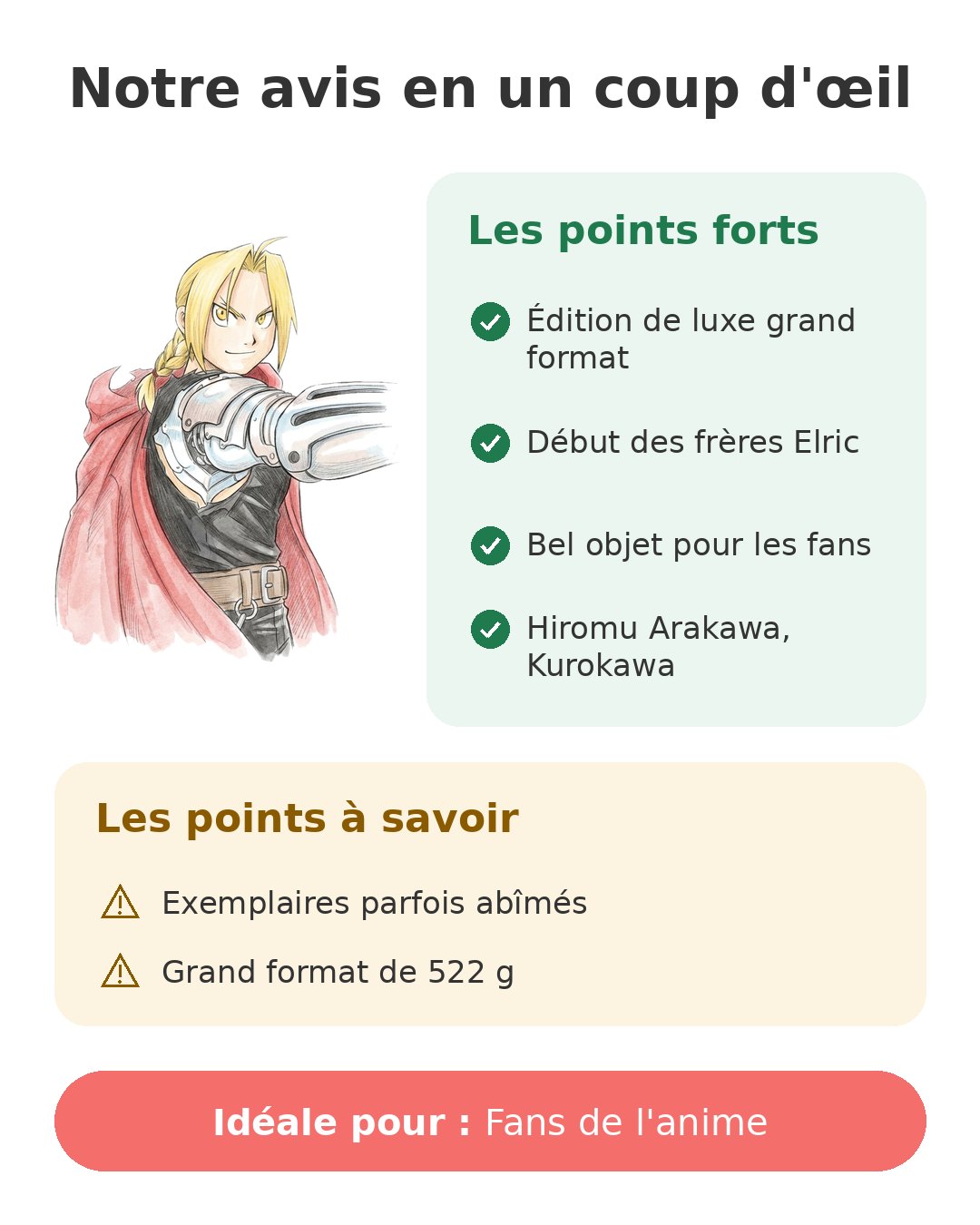 Notre avis en un coup d'œil sur Fullmetal Perfect T1