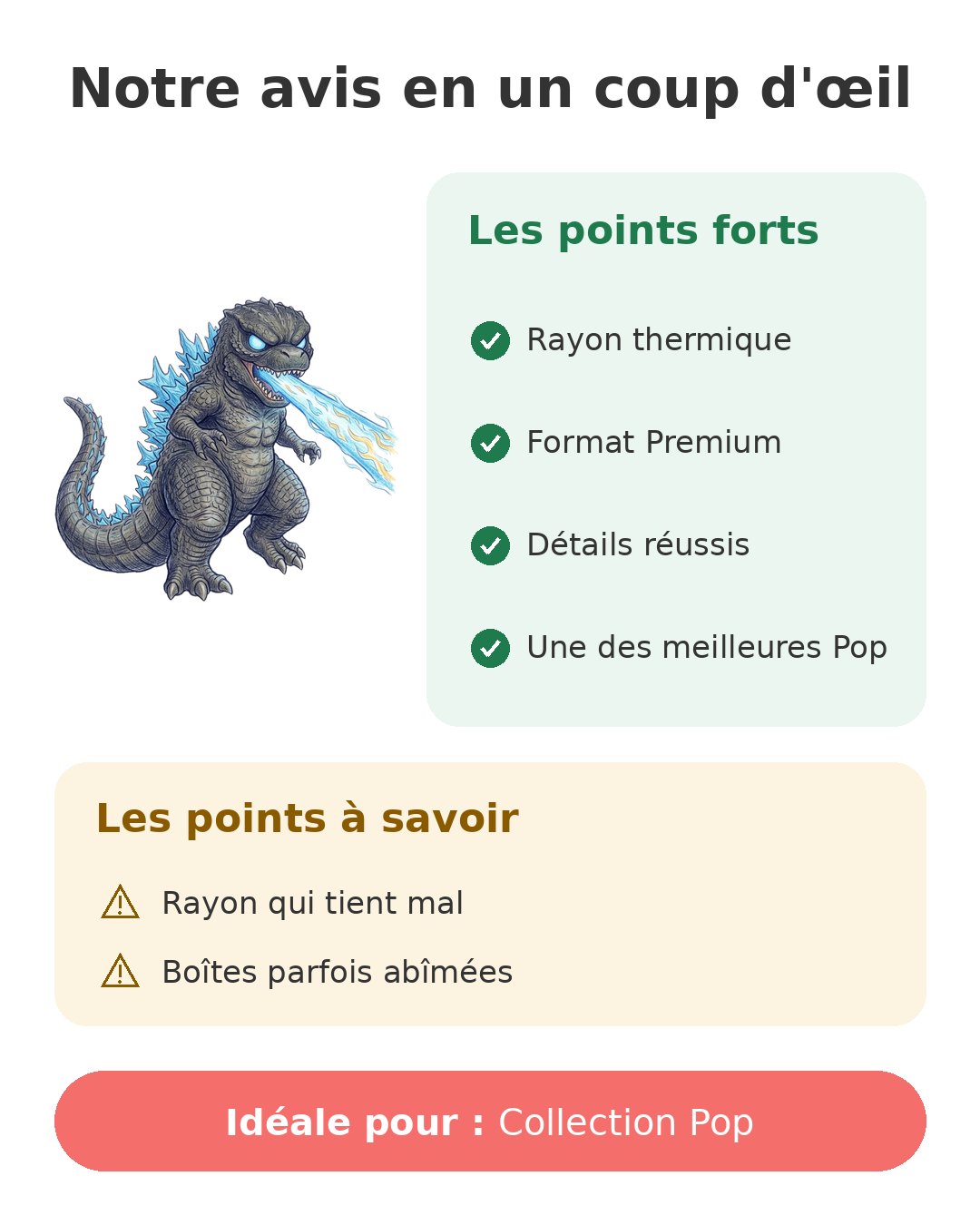 Notre avis en un coup d'œil sur Pop Godzilla Heat Ray