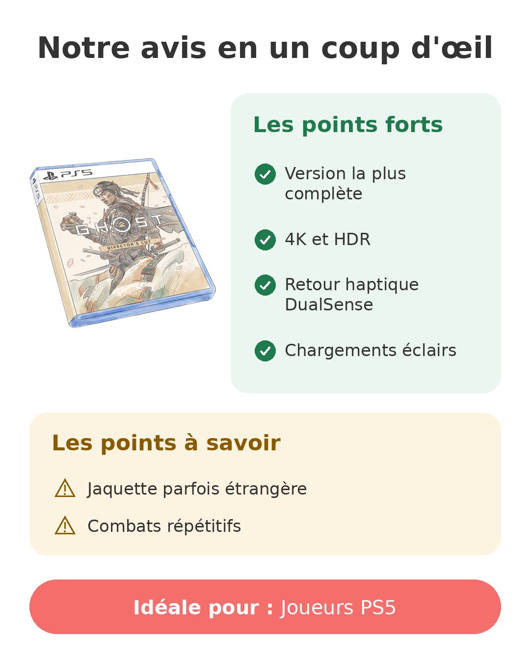 Notre avis en un coup d'œil sur Ghost of Tsushima PS5