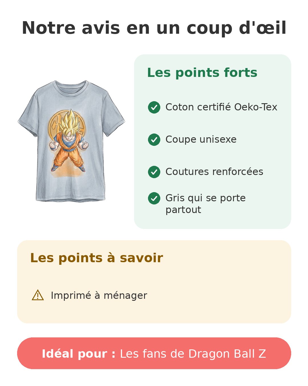 Notre avis en un coup d'œil sur T-shirt Goku Super Sayan