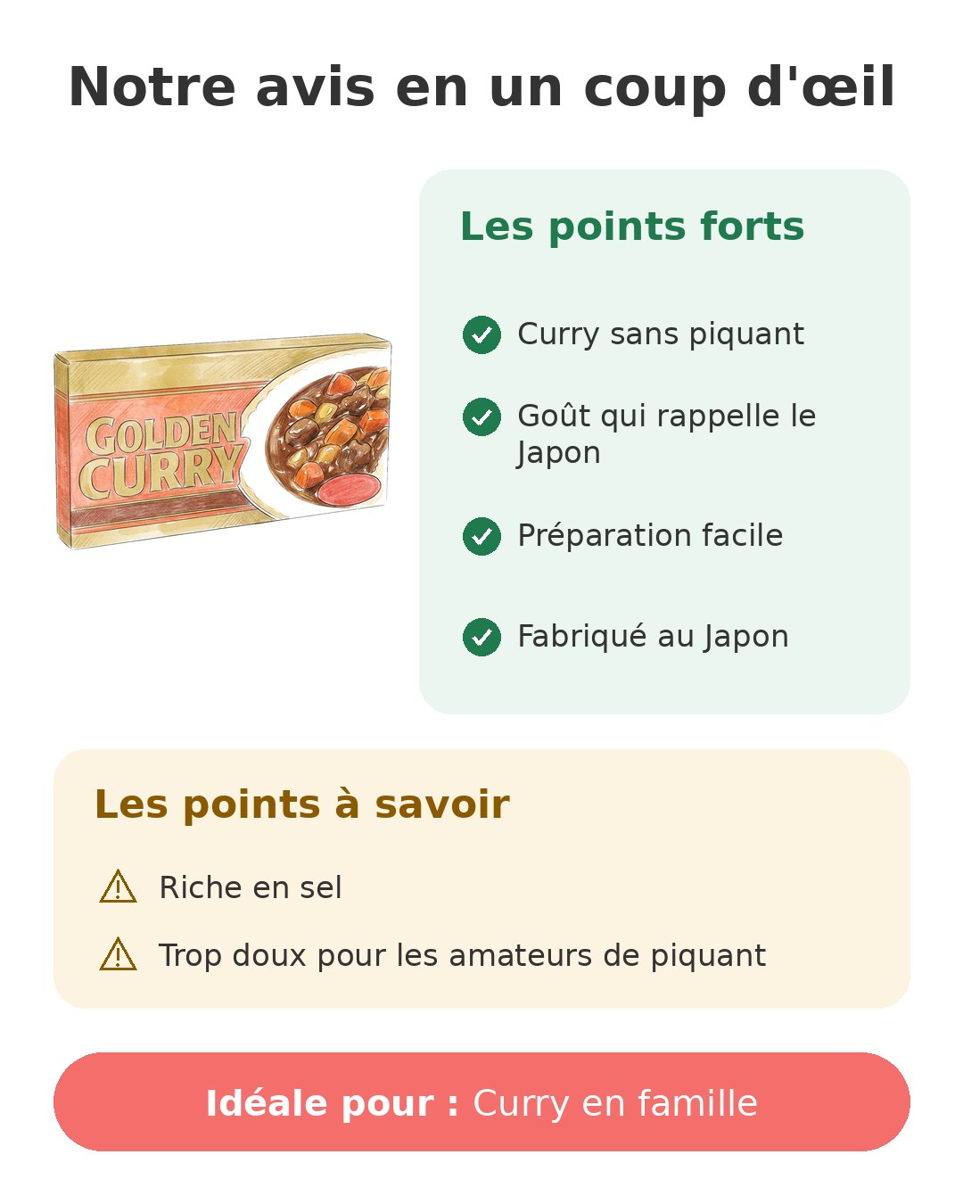 Notre avis en un coup d'œil sur Golden Curry Mild