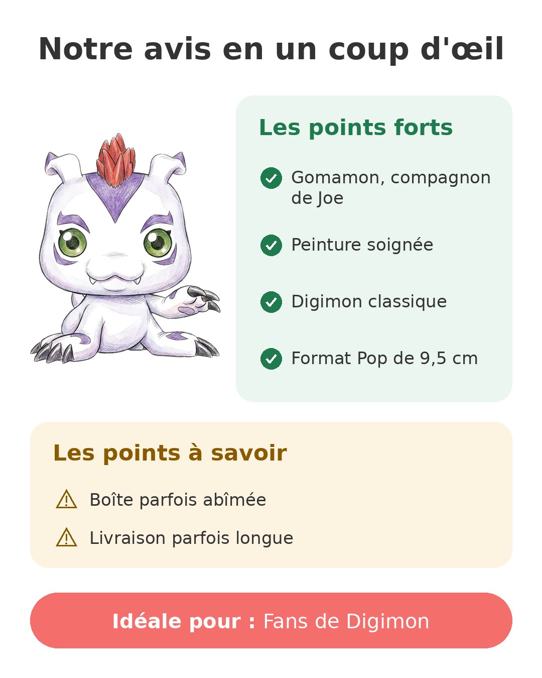 Notre avis en un coup d'œil sur Pop Gomamon