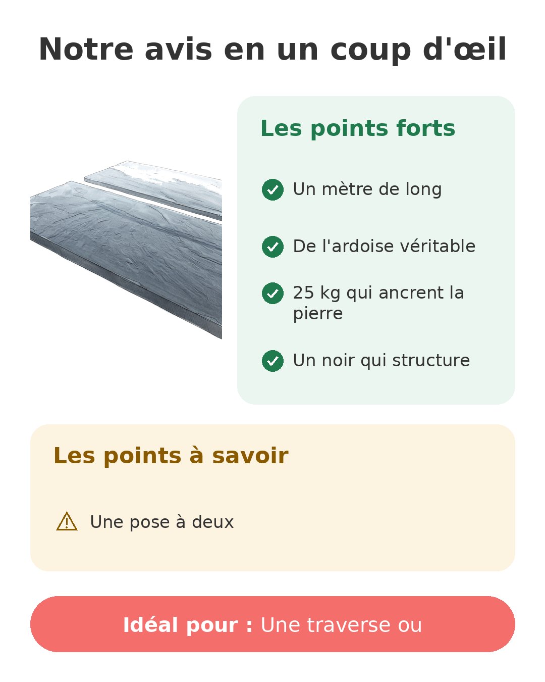 Notre avis en un coup d'œil sur Dalle ardoise 100 cm