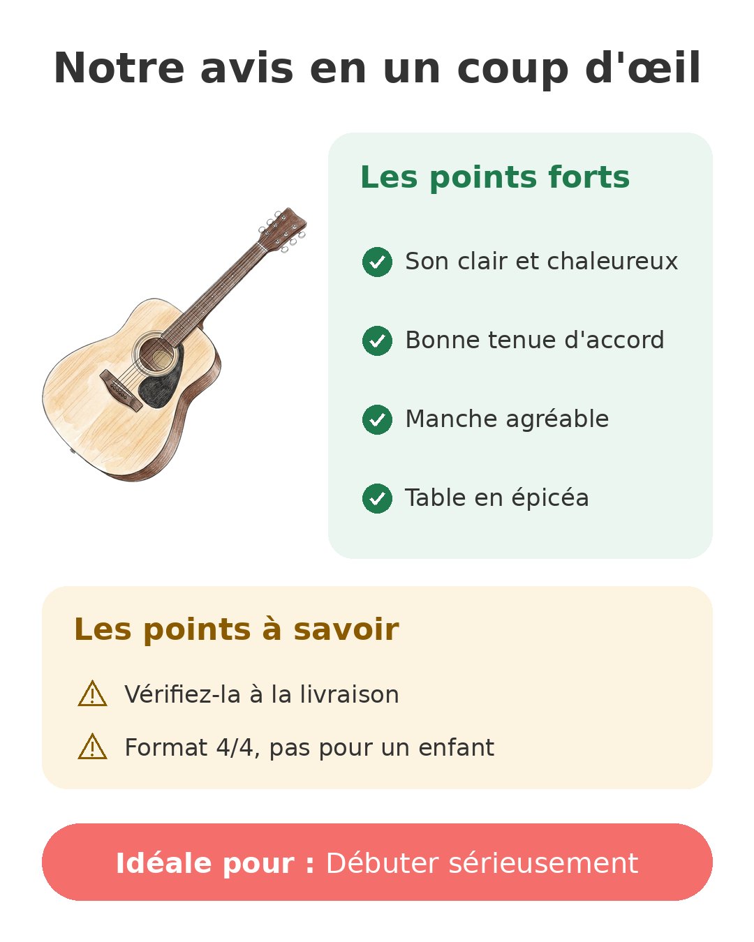 Notre avis en un coup d'œil sur Yamaha F310