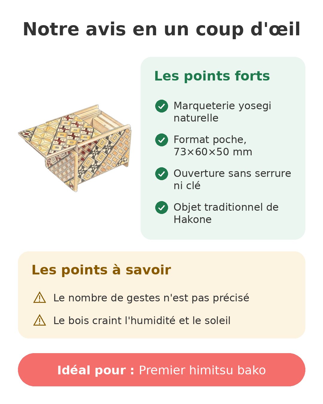 Notre avis en un coup d'œil sur Himitsu bako mini