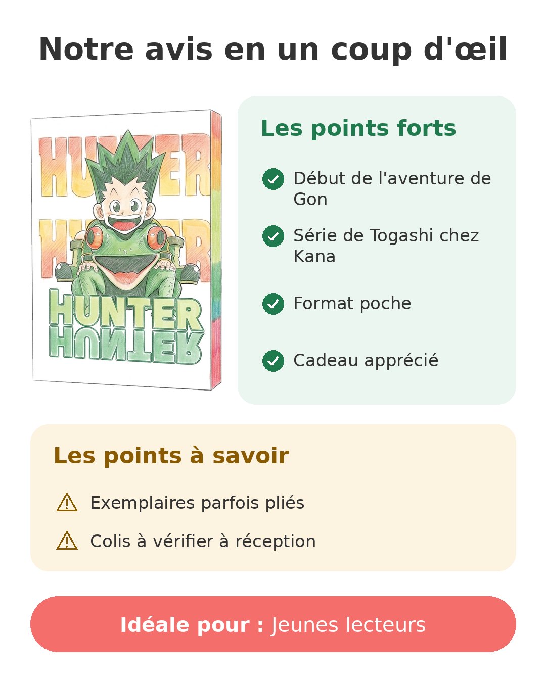 Notre avis en un coup d'œil sur Hunter x Hunter tome 1