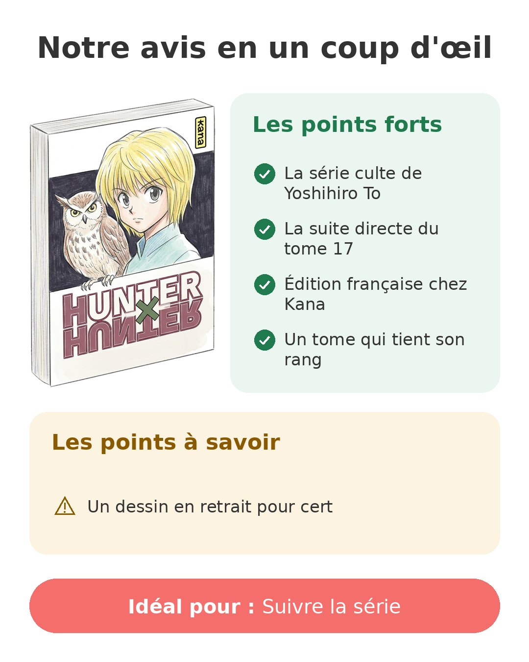 Notre avis en un coup d'œil sur Hunter x Hunter T18