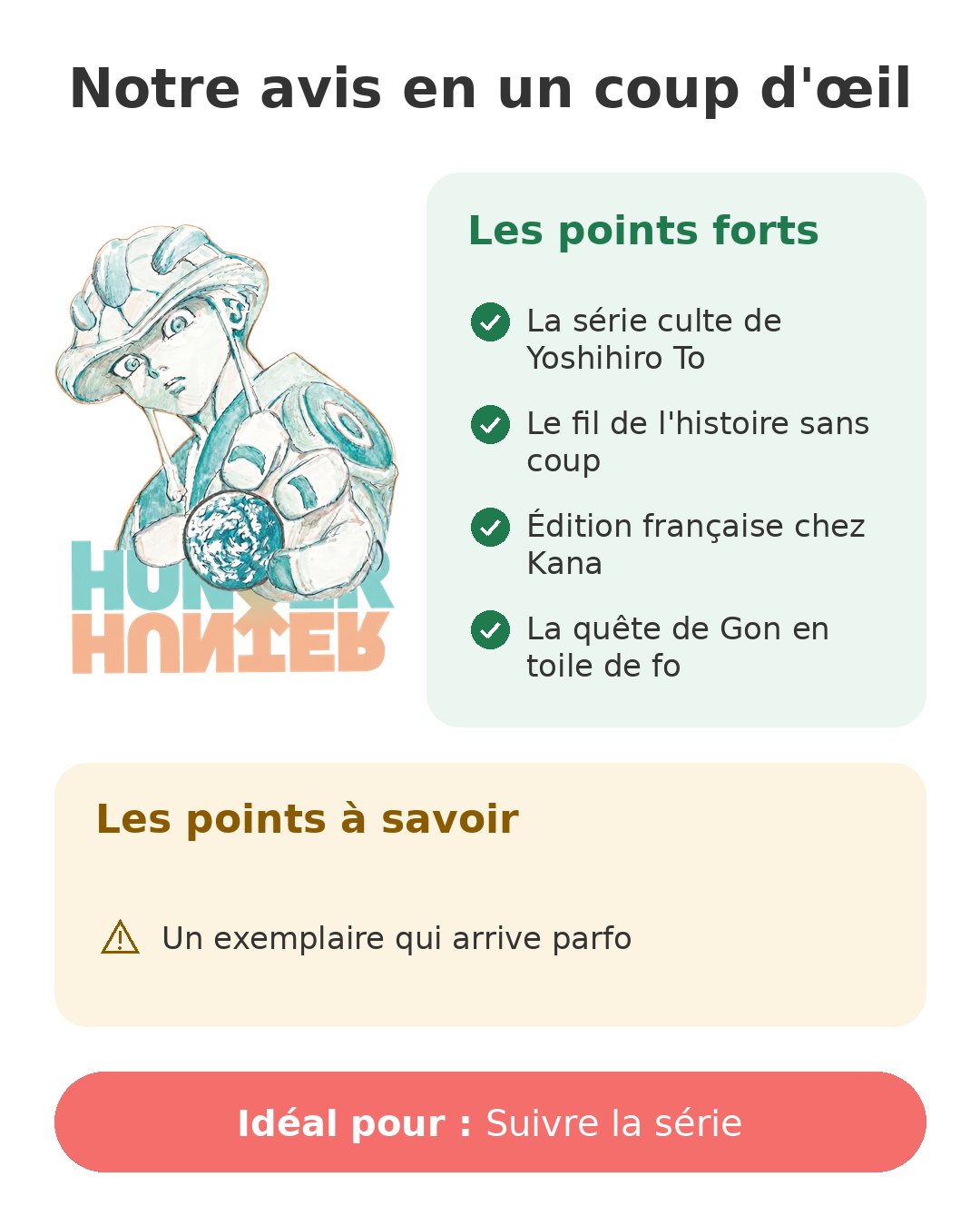 Notre avis en un coup d'œil sur Hunter x Hunter T24