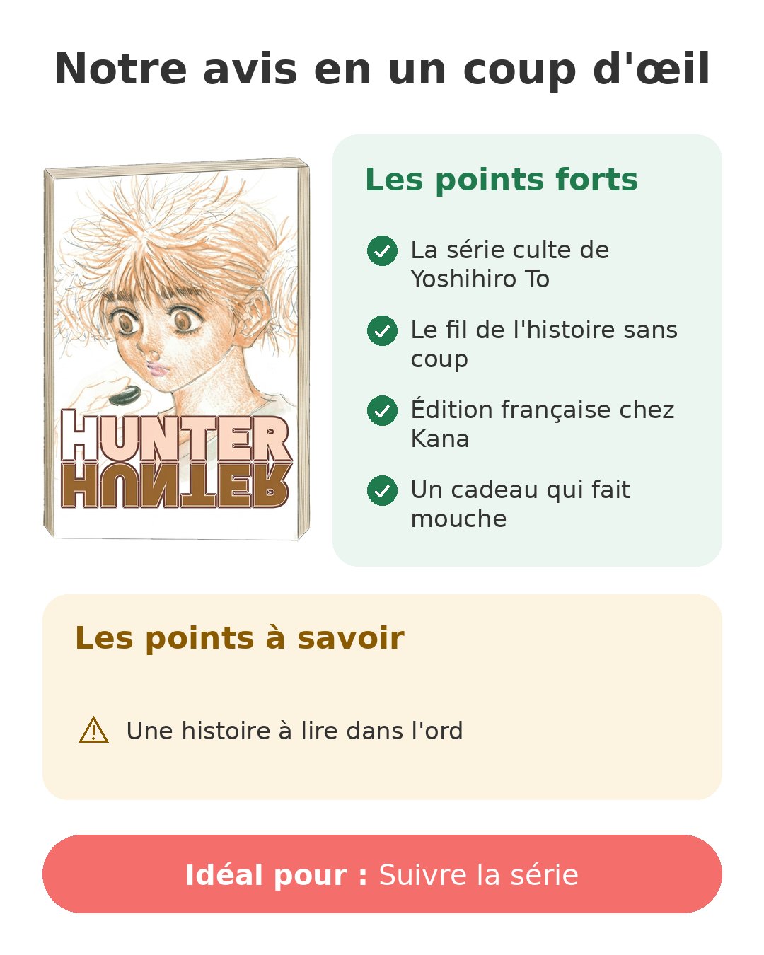 Notre avis en un coup d'œil sur Hunter x Hunter T25