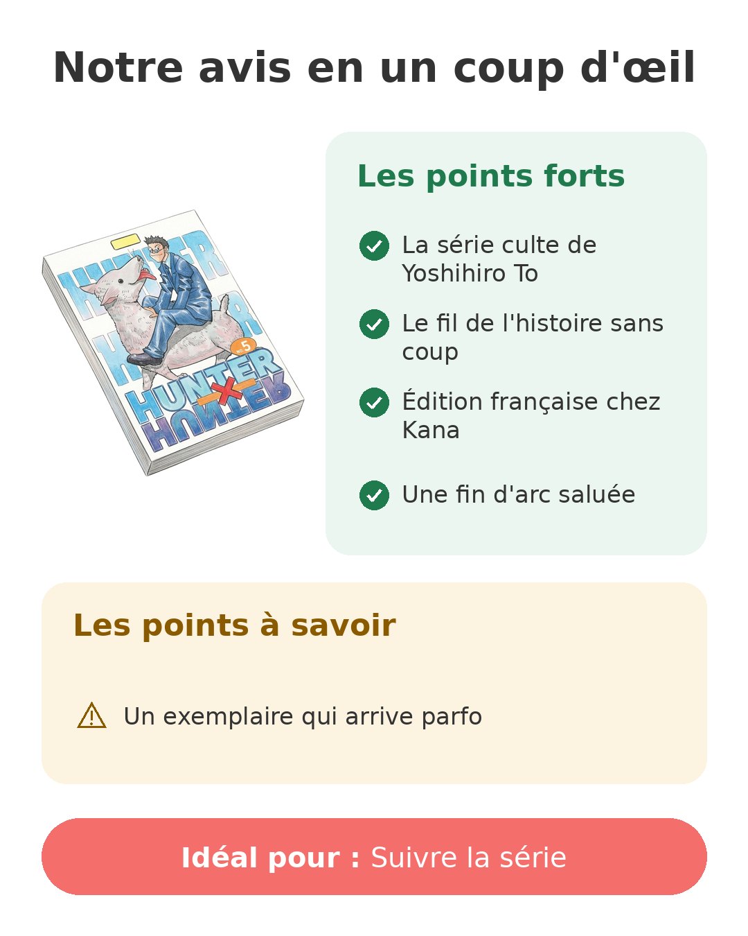 Notre avis en un coup d'œil sur Hunter x Hunter T5