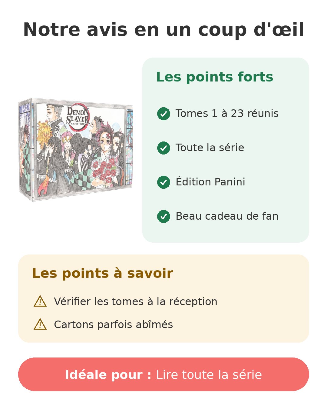 Notre avis en un coup d'œil sur Coffret Demon Slayer