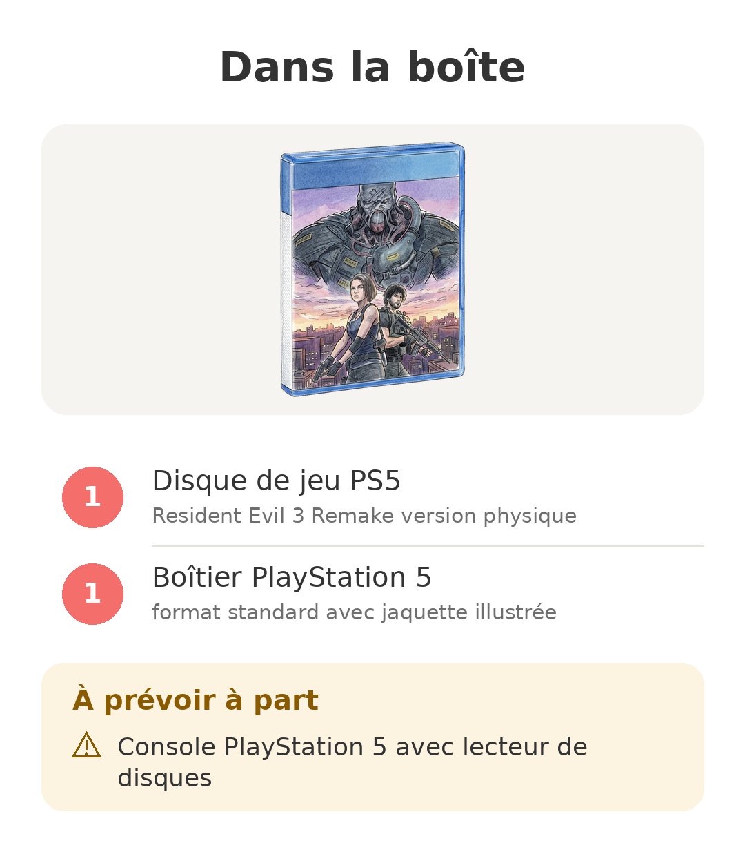Contenu de la boîte : RE3 Remake