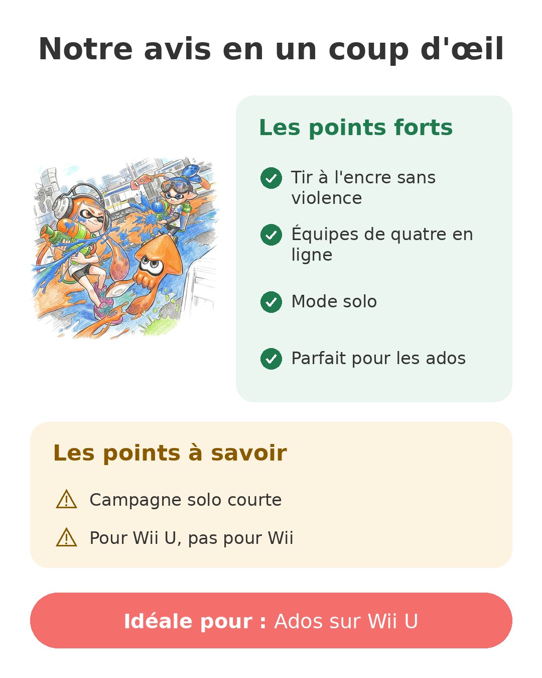 Notre avis en un coup d'œil sur Splatoon Wii U