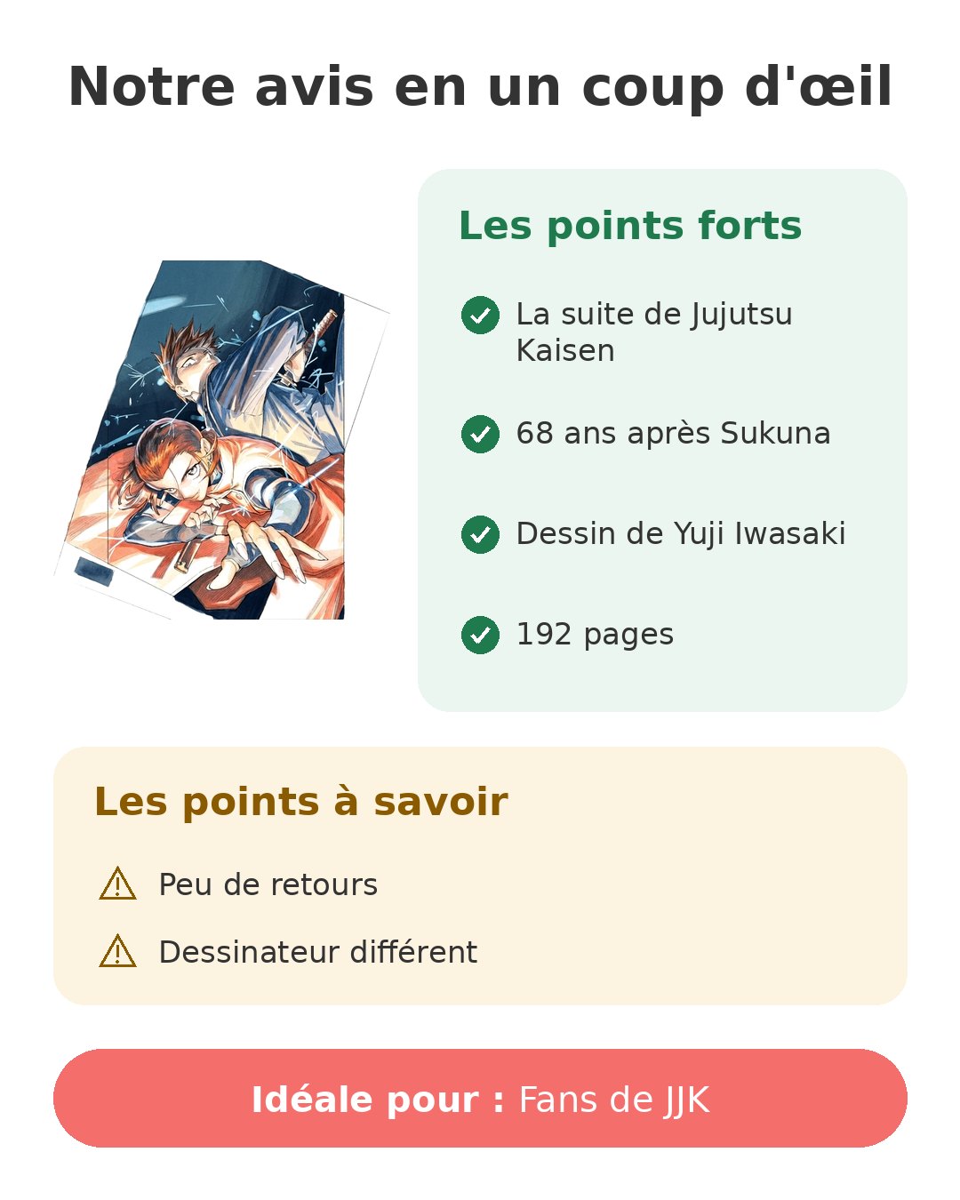 Notre avis en un coup d'œil sur JJK Modulo tome 1