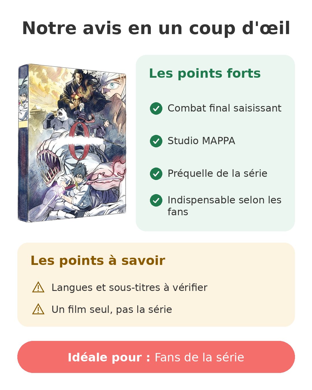 Notre avis en un coup d'œil sur Jujutsu Kaisen 0