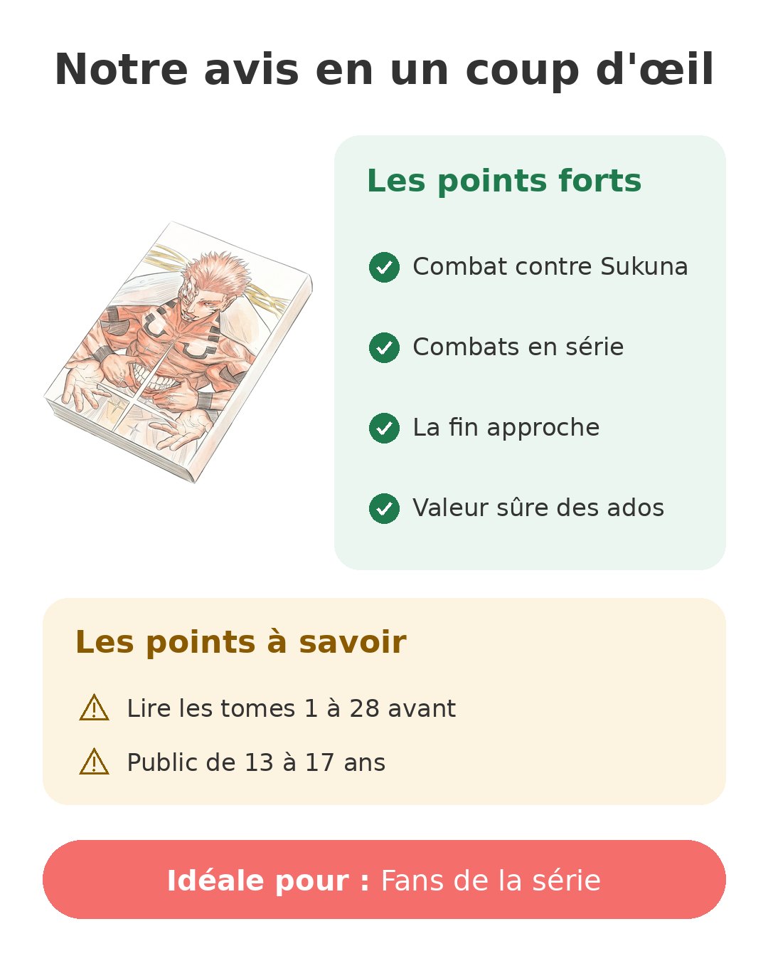 Notre avis en un coup d'œil sur Jujutsu Kaisen tome 29