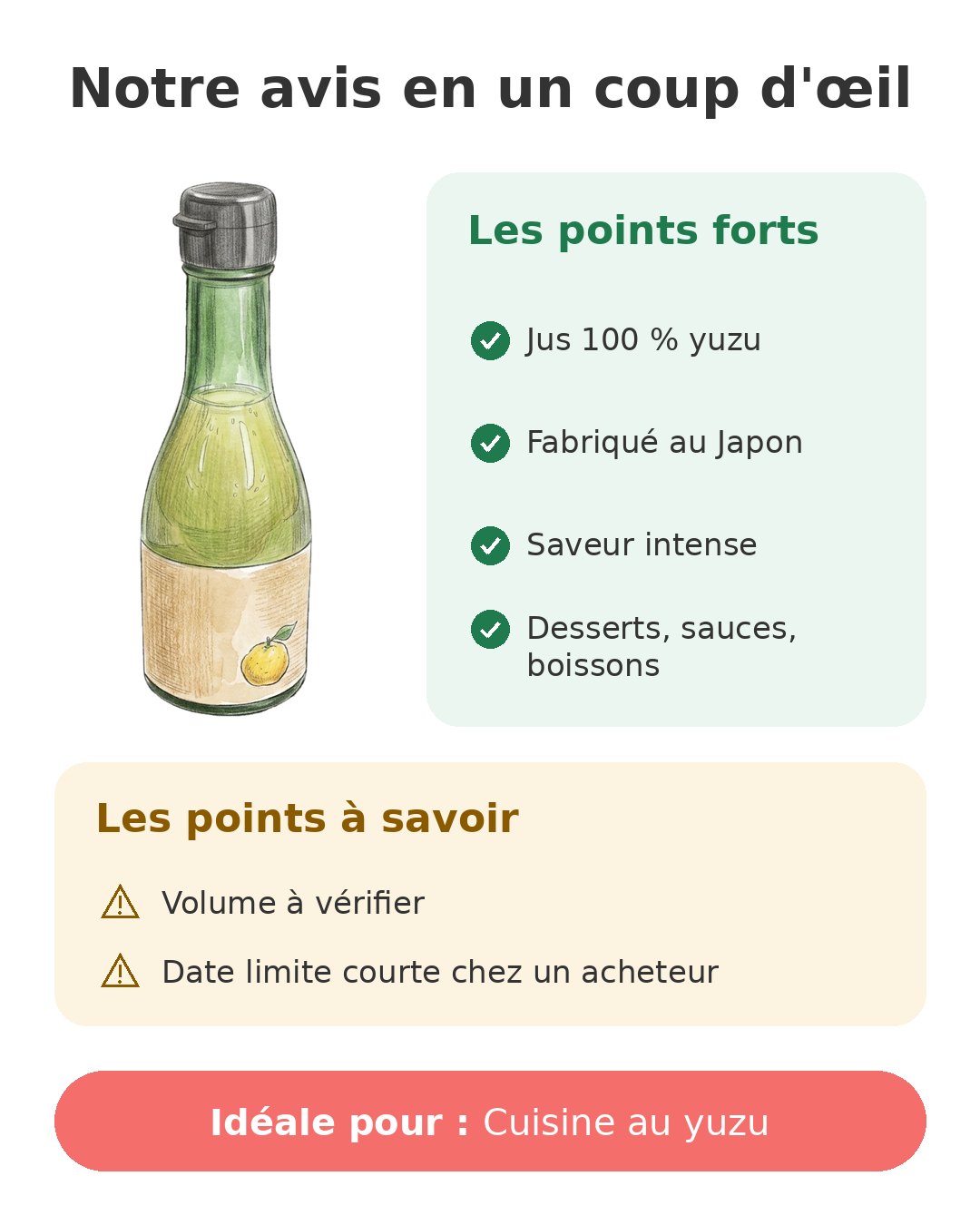 Notre avis en un coup d'œil sur Jus de yuzu Daitoku