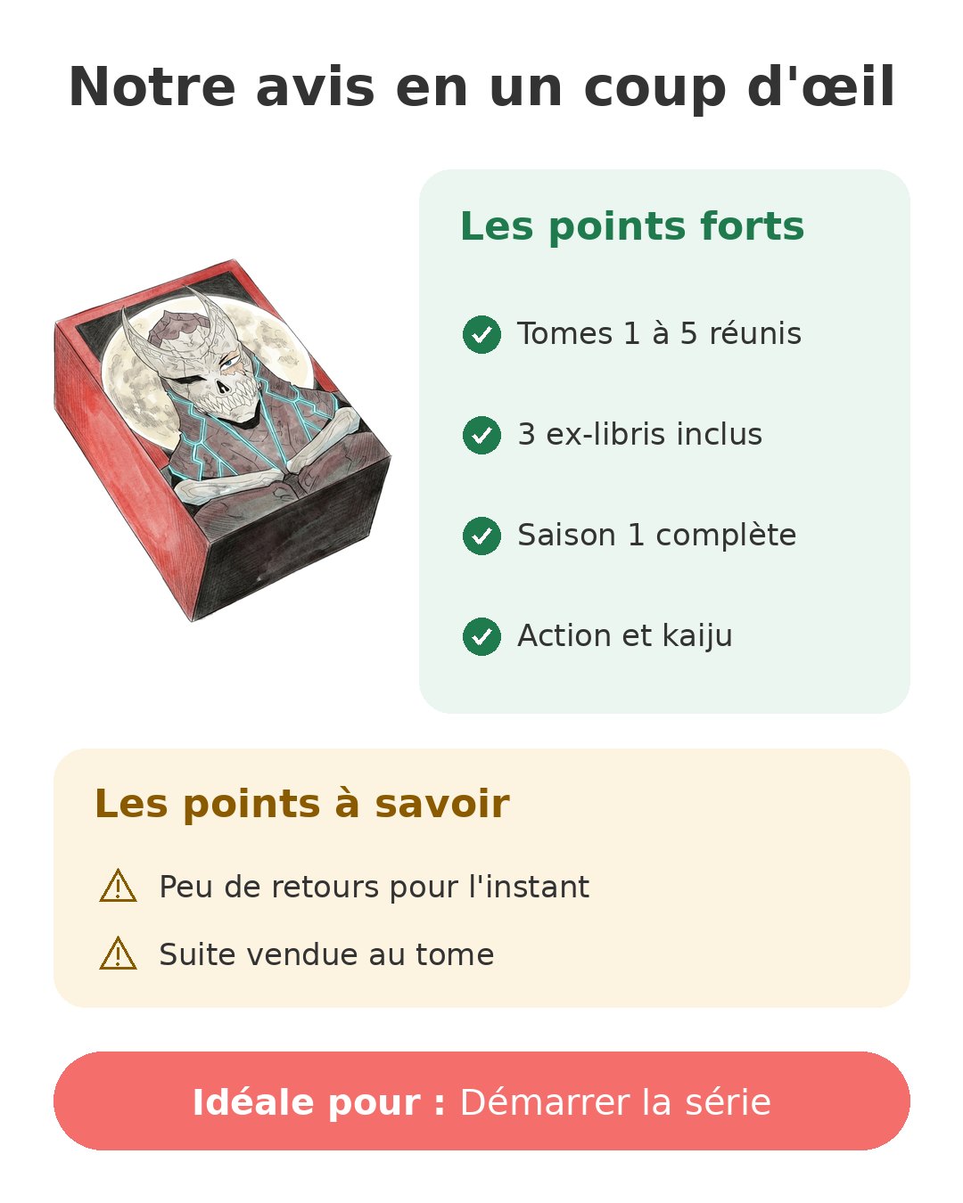 Notre avis en un coup d'œil sur Coffret Kaiju N°8 S1