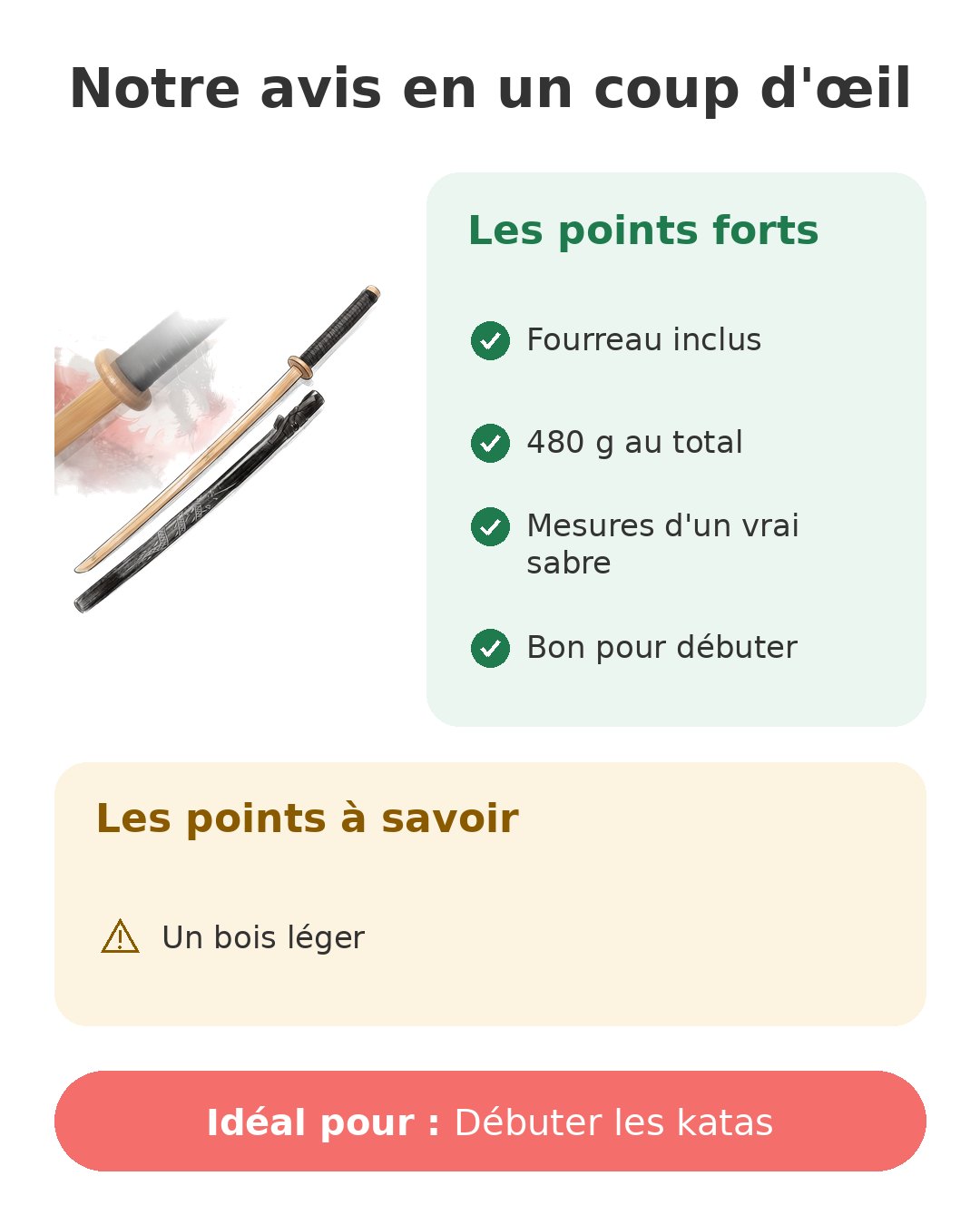 Katana bokken en bambou avec fourreau Notre avis en un coup d'œil sur Bokken bambou et fourreau