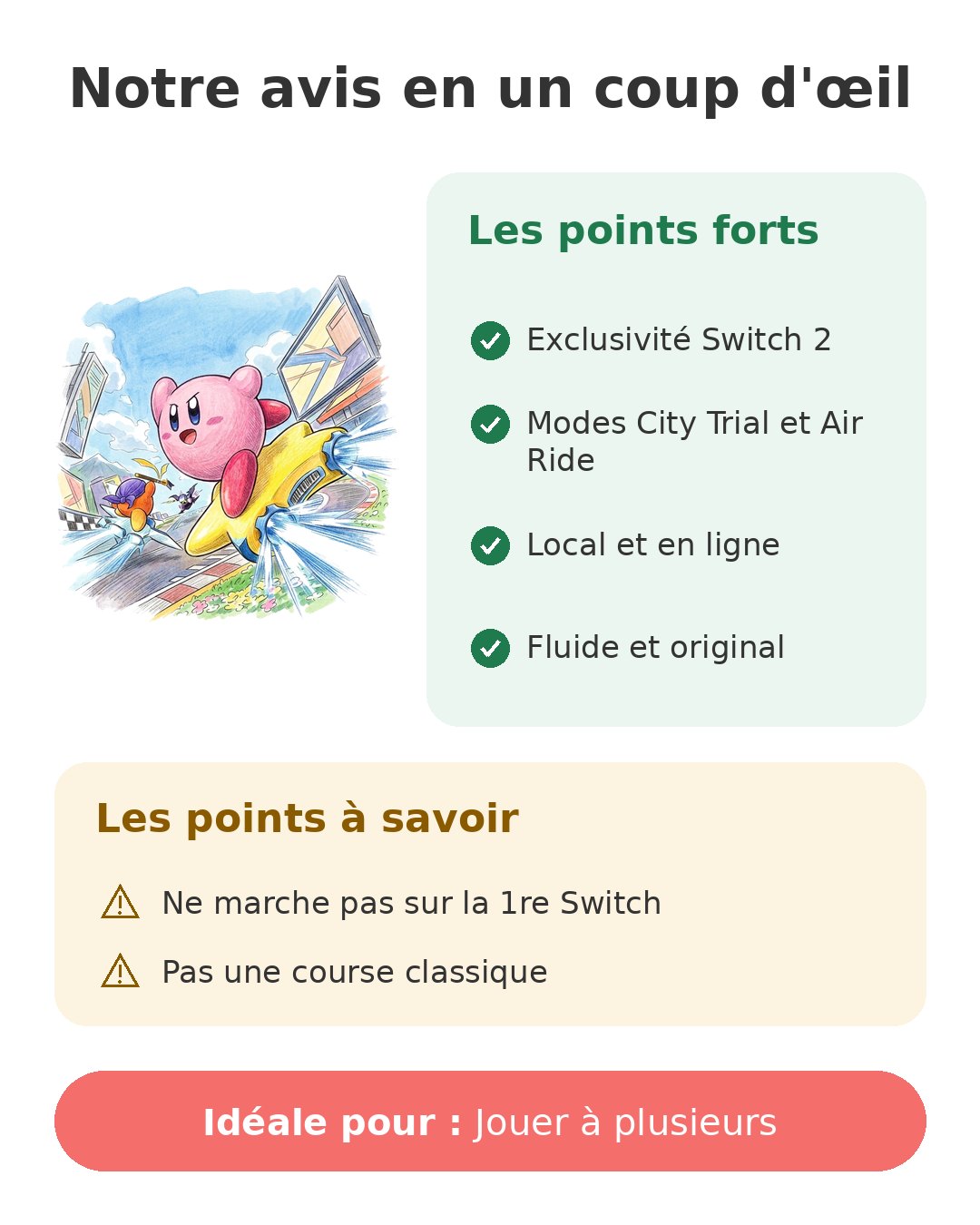 Notre avis en un coup d'œil sur Kirby Air Riders