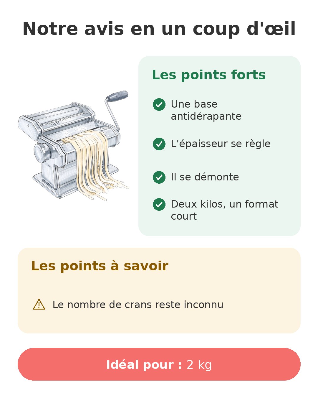 Notre avis en un coup d'œil sur Machine à pâtes 27916
