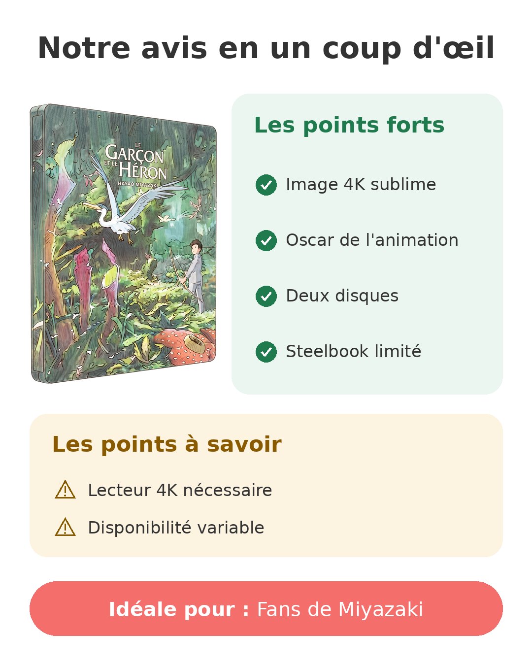 Notre avis en un coup d'œil sur Garçon et Héron 4K