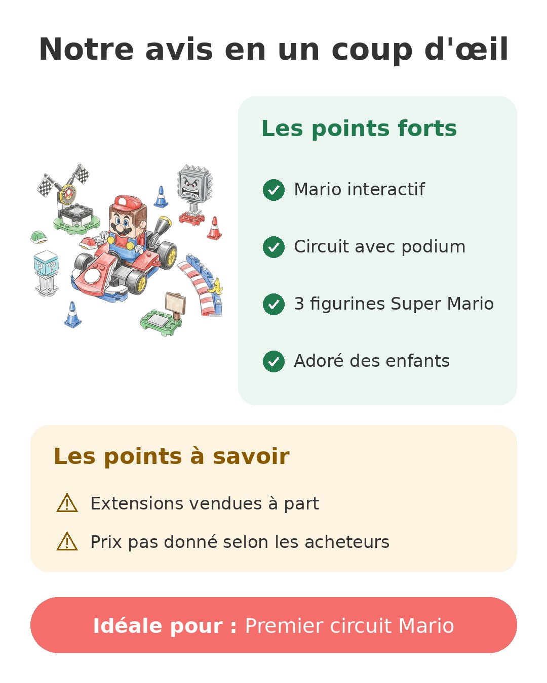 Notre avis en un coup d'œil sur LEGO Mario Kart