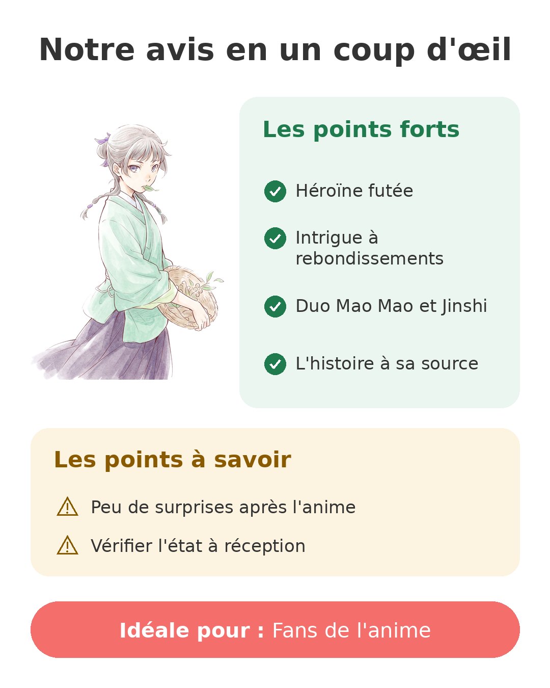 Notre avis en un coup d'œil sur Apothicaire tome 1