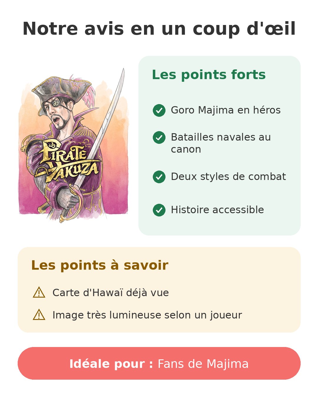 Notre avis en un coup d'œil sur Pirate Yakuza PS5