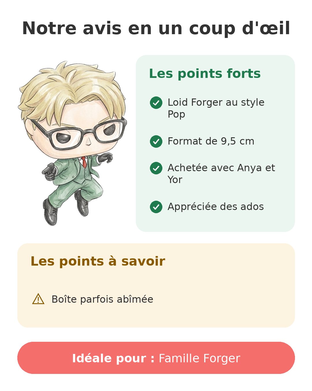 Notre avis en un coup d'œil sur Pop Loid Forger