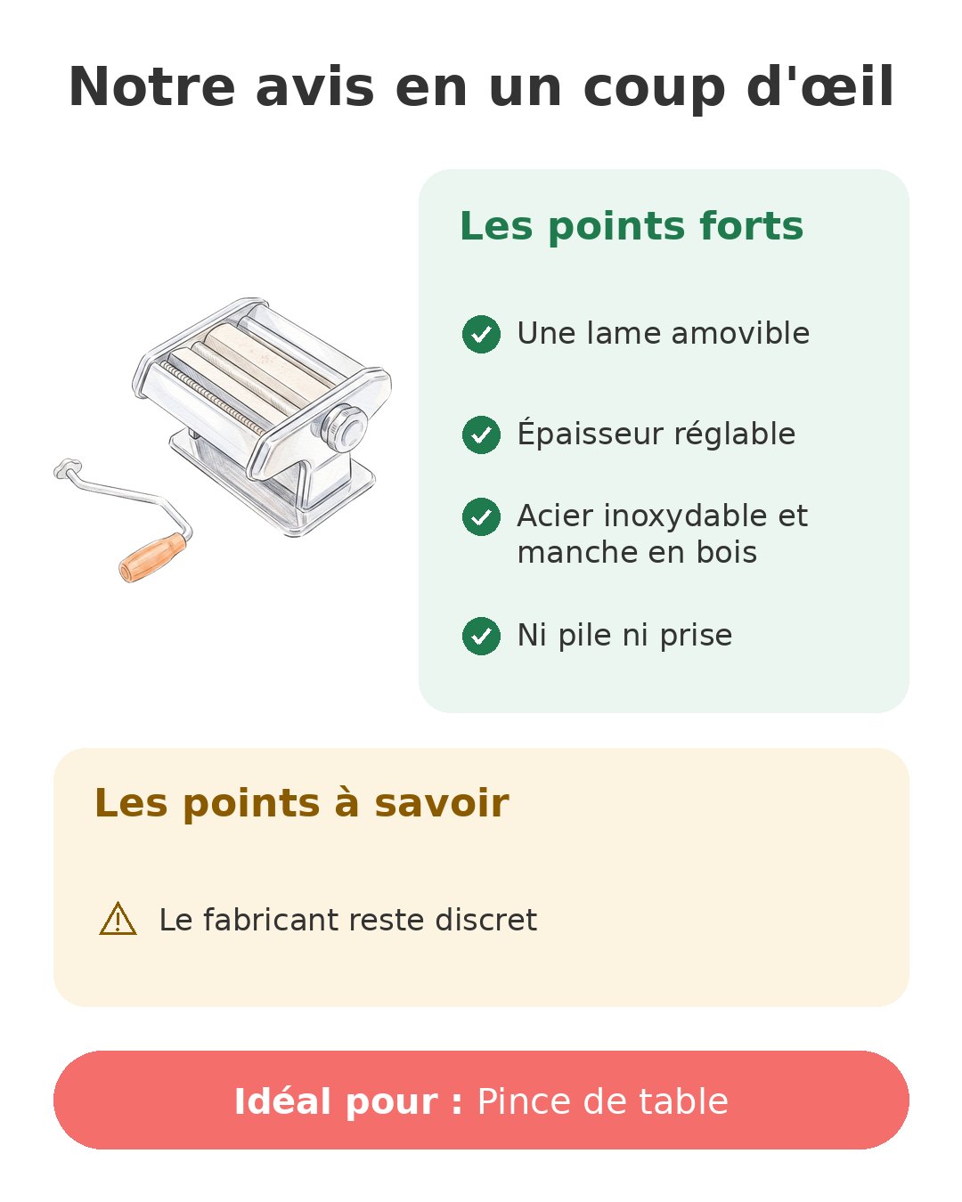 Notre avis en un coup d'œil sur Presse à pâte 150