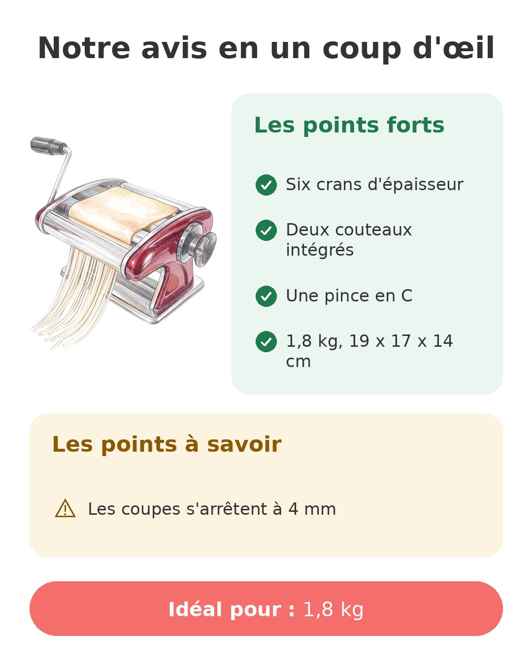 Notre avis en un coup d'œil sur Machine à pâtes rouge