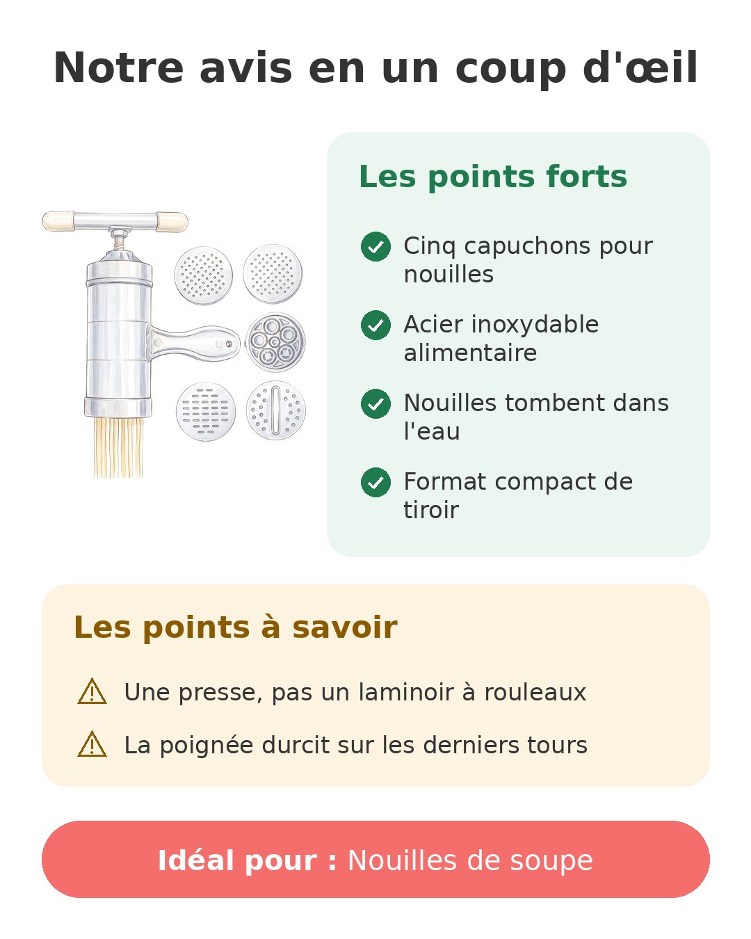 Notre avis en un coup d'œil sur Presse à nouilles